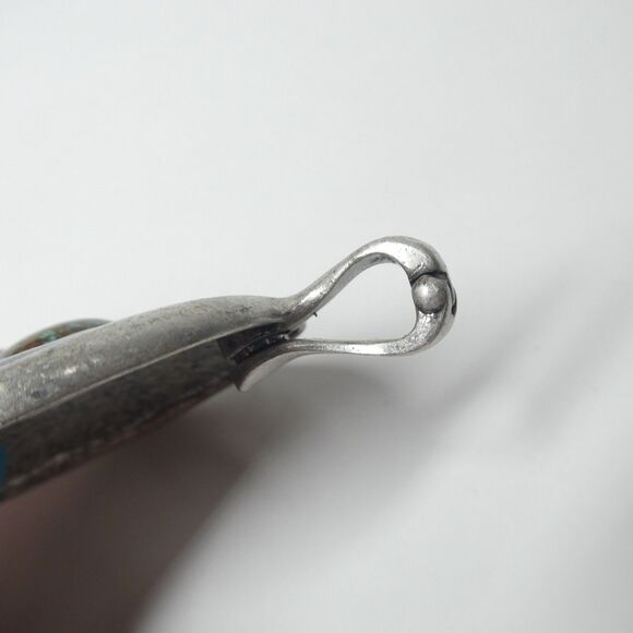 Enamel Jewelry Set Silvertone Pendant & Earrings Vintage Artisan Swirl - Picture 7 of 7